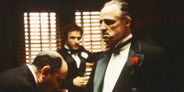 From left to right, Salvatore Corsitto as Bonasera, James Caan as Santino 'Sonny' Corleone and Marlon Brando (1924 - 2004) as Don Vito Corleone in 'The Godfather', 1972. Bonasera asks Don Corleone to avenge the brutal rape of his daughter. (Photo by Silver Screen Collection/Hulton Archive/Getty Images)